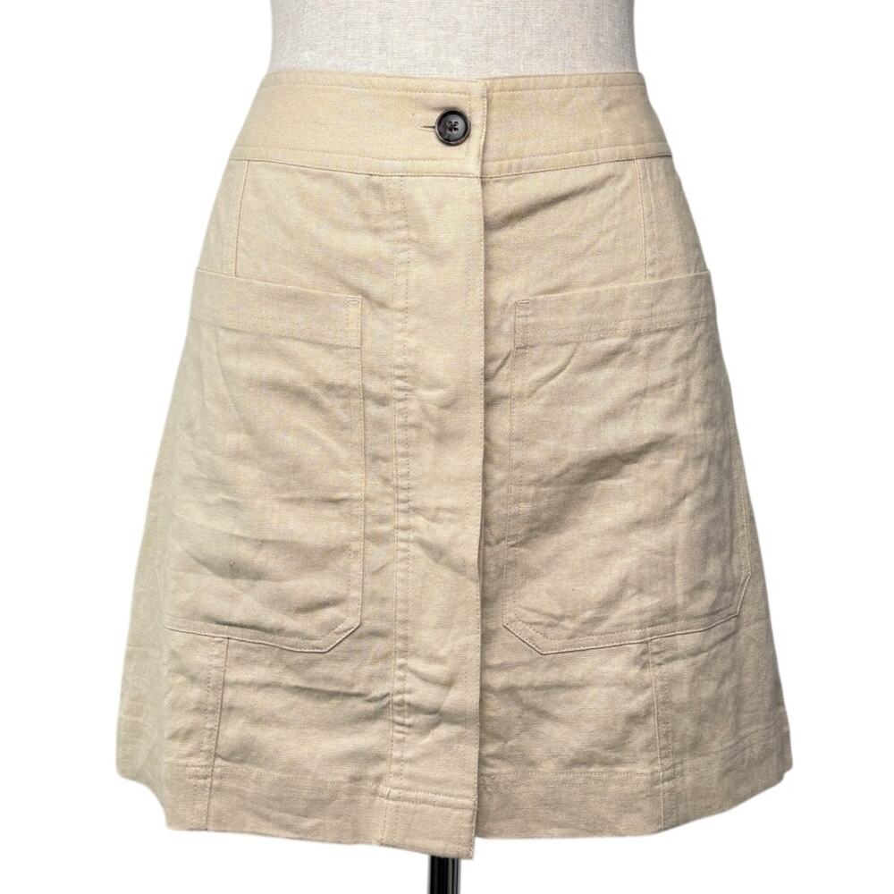 Banana Republic Linen Blend Mini Skirt Summer Safari Utility Office NWT Sz 6